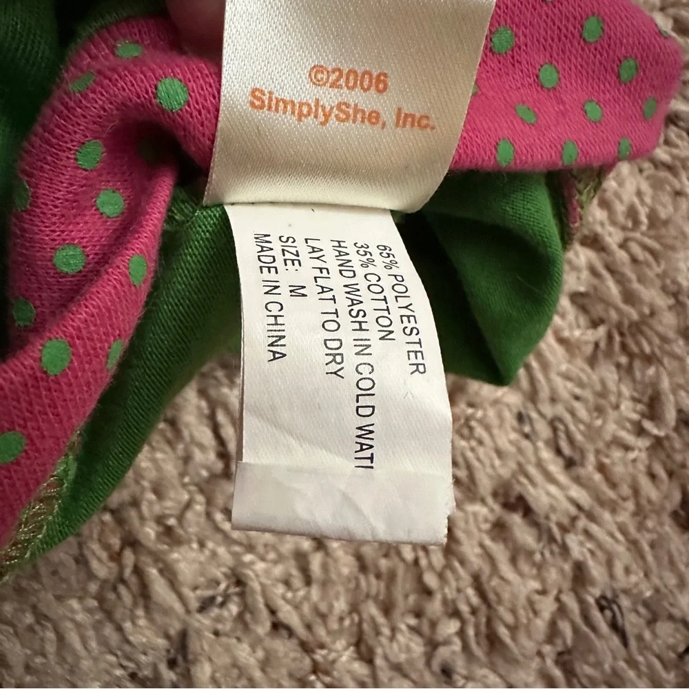 Vintage Y2K SimplyDog Green Socialite Polka Dot Dog Shirt Size Medium Pets